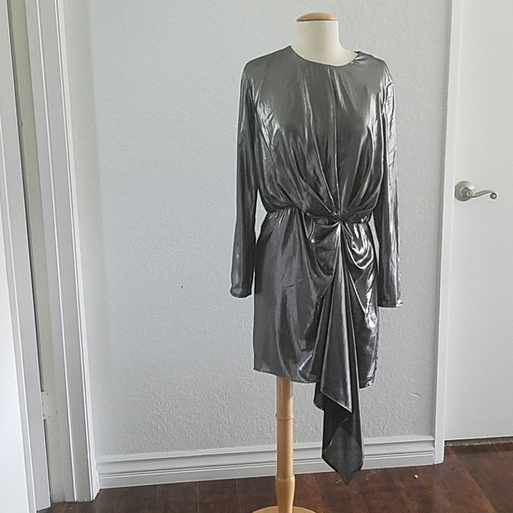 Krisa draped long sleeve mini dress